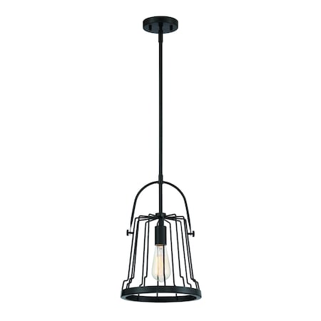 Designers Fountain Alba 1 Light Industrial Matte Black with  Shades Chandelier For Dining Rooms D234M-10P-MB